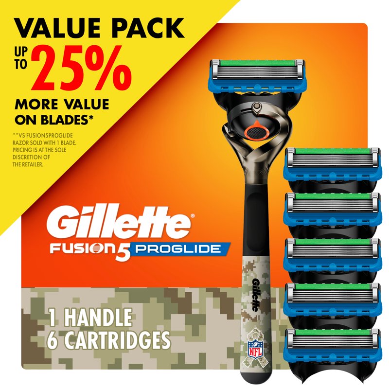 Gillette Fusion5 ProGlide Men’s Razor with 6 Refills – Salute to Service Edition