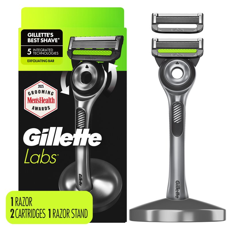 Gillette Razor with Exfoliating Bar & 2 Refills - Stand Included