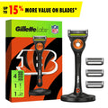 GilletteLabs Bengals Razor with Exfoliating Bar, 1 Handle, 4 Blade Refills + Magnetic Stand