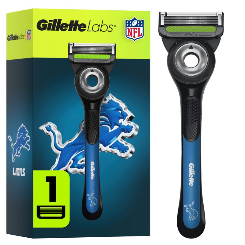 Gillette Labs Detroit Lions Razor – Exfoliating Bar & 5-Blade Refills, Special Edition