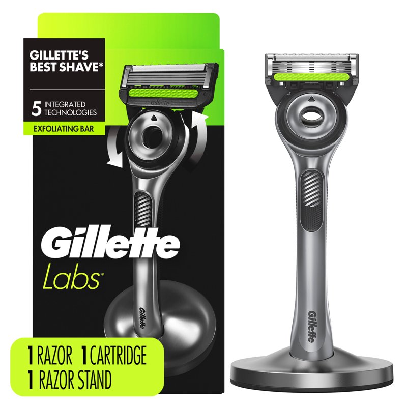 Gillette Razor with Exfoliating Bar & 2 Refills - Stand Included