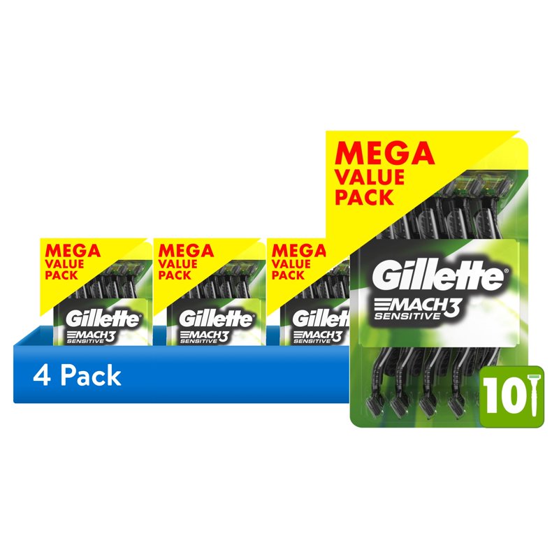 Men's Disposable Razors for Sensitive Skin 4-Pack Gillette Mach3