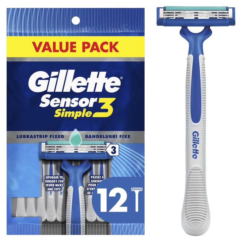 Men's Disposable Shaving Razors - 12 Count, Easy-Rinse Blades, Water-Lubricated