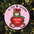 Girl's First Christmas Personalized Ornament - Porcelain Holiday Decoration