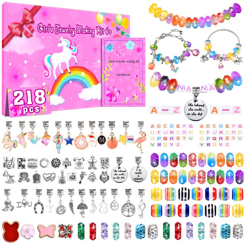 Girls Jewelry Making Kit - Charm Bracelet Craft Set for Ages 5-12