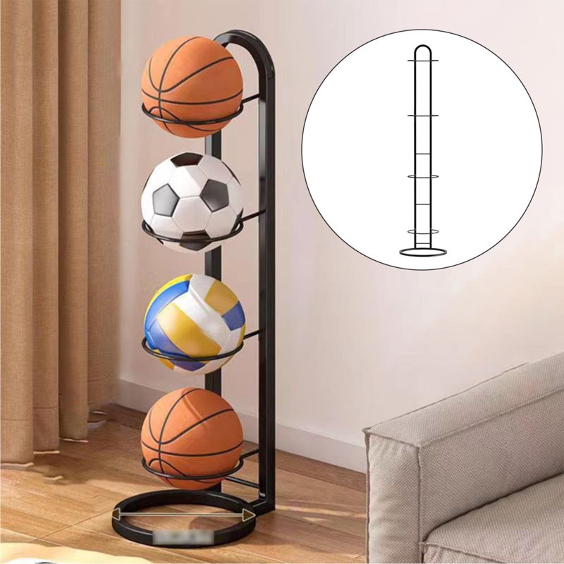 Vertical Sports Equipment Storage Rack Multi-Layer Metal Organizer for Basketball Football Volleyball