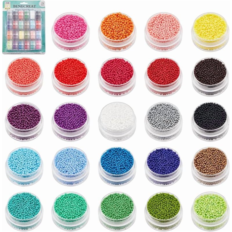Glass Seed Beads 11/0 Multicolor 2mm for Jewelry Making 24 Boxes