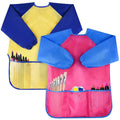 Kids Art Smocks 2 Pack - Waterproof Toddler Painting Aprons for Ages 2-7