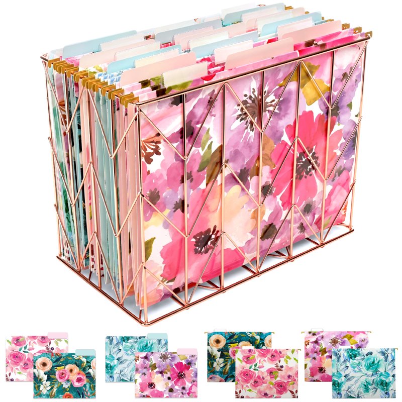 Deluxe Hanging File Folder Kit with Metal Basket - Office & Home Organization