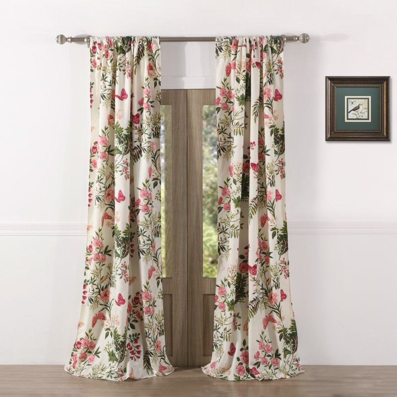 Botanical Curtain Panel Set - 84x42 Inches, 4-Piece Outdoor Window Drapes