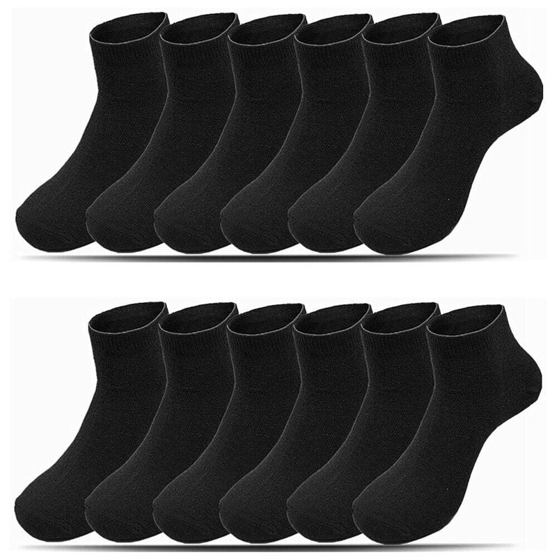 Glory Max 6 Pairs Men's Casual Black Ankle Socks Size 9-11 – Thin Cotton, Stretch