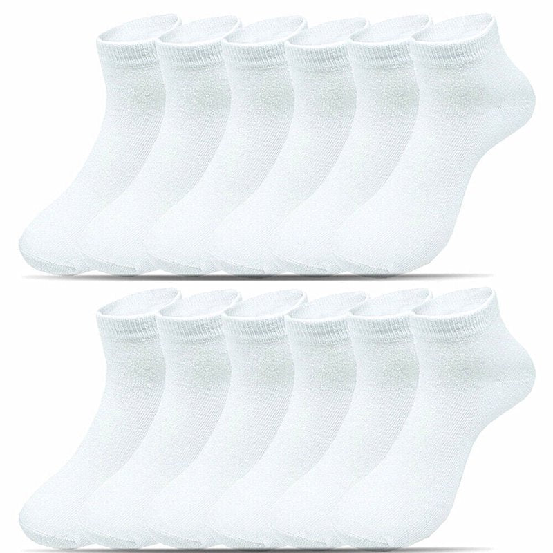 Glory Max 12 Pairs White Ankle Socks Size 10-13 – Men’s Casual Cotton Low Cut