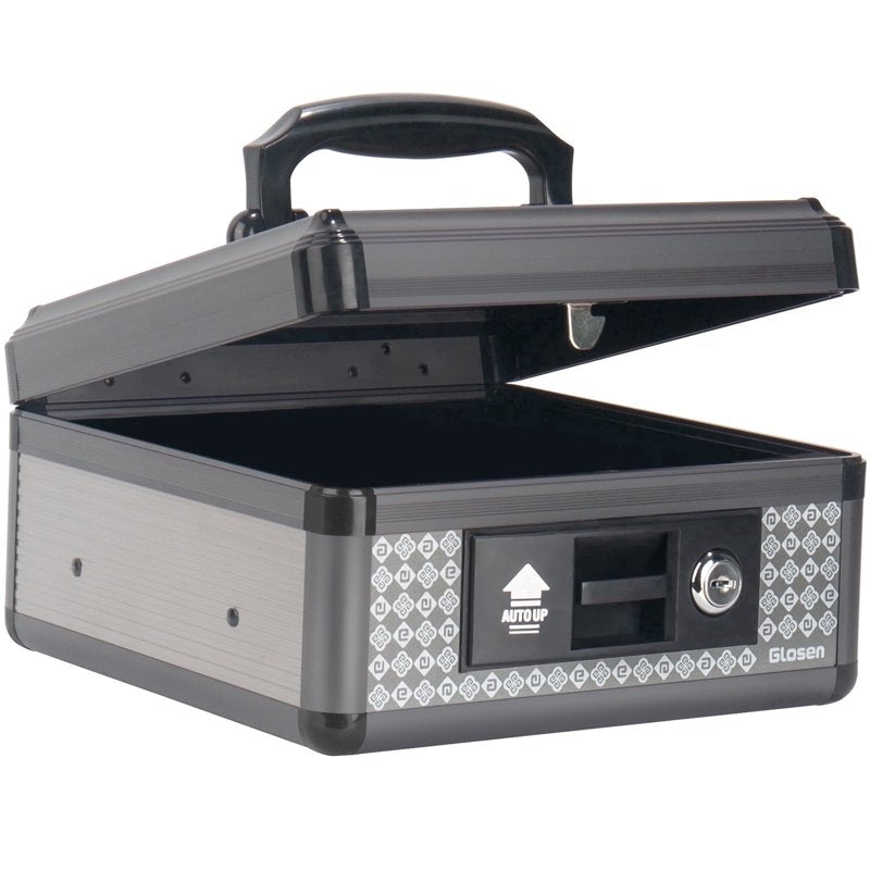 Small Cash Box with Key Lock & Removable Tray, Compact Money Storage Safe