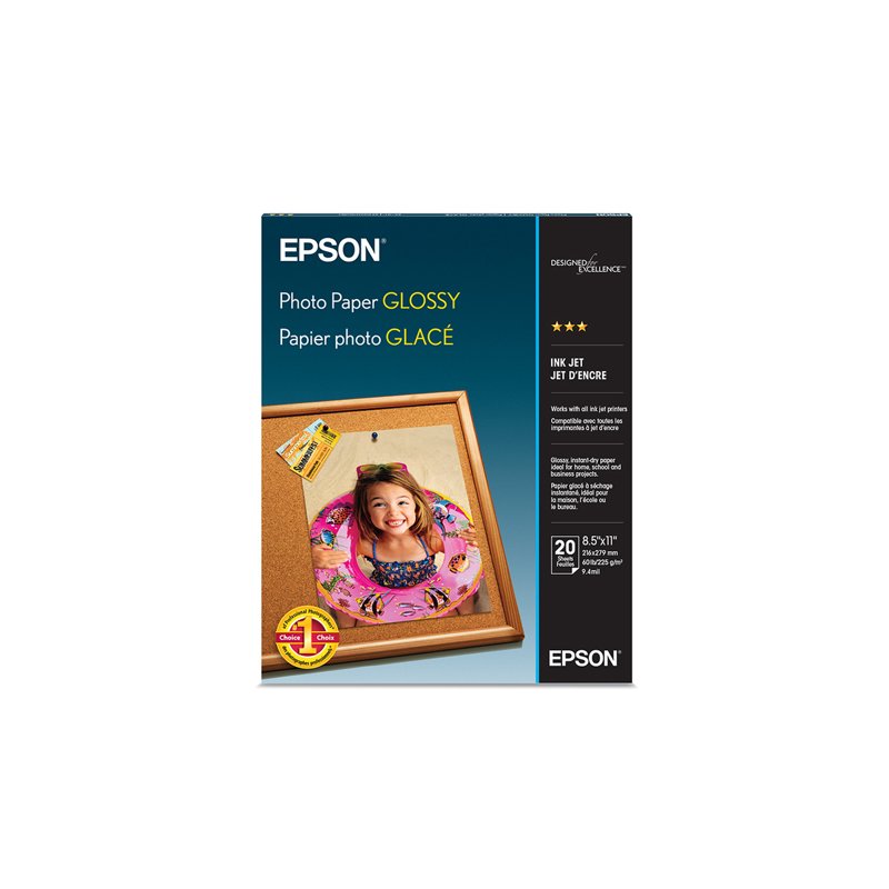 Epson Glossy Photo Paper 8.5 x 11 Inches, 20 Sheets - Bright, High-Quality Prints