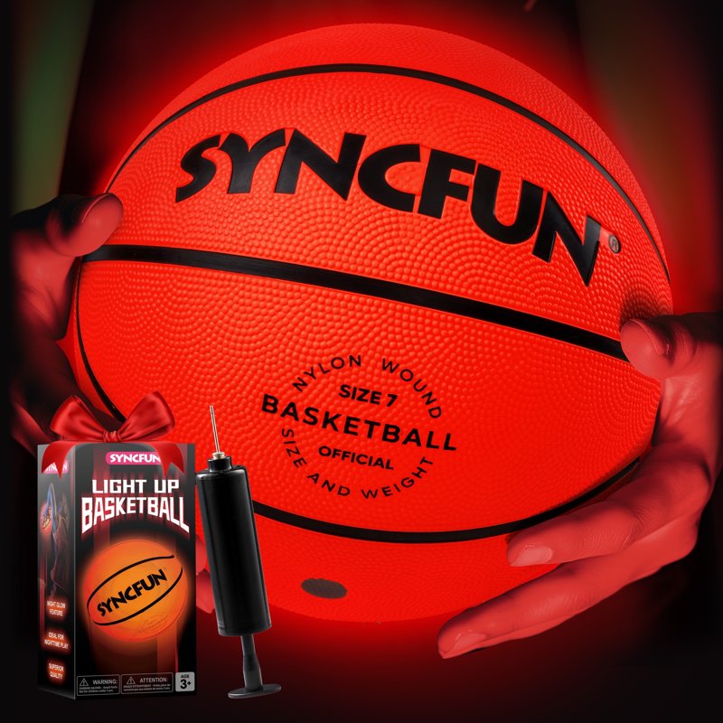 Glow in The Dark LED Basketball - Official Size 7 for Night Play & Outdoor Sports