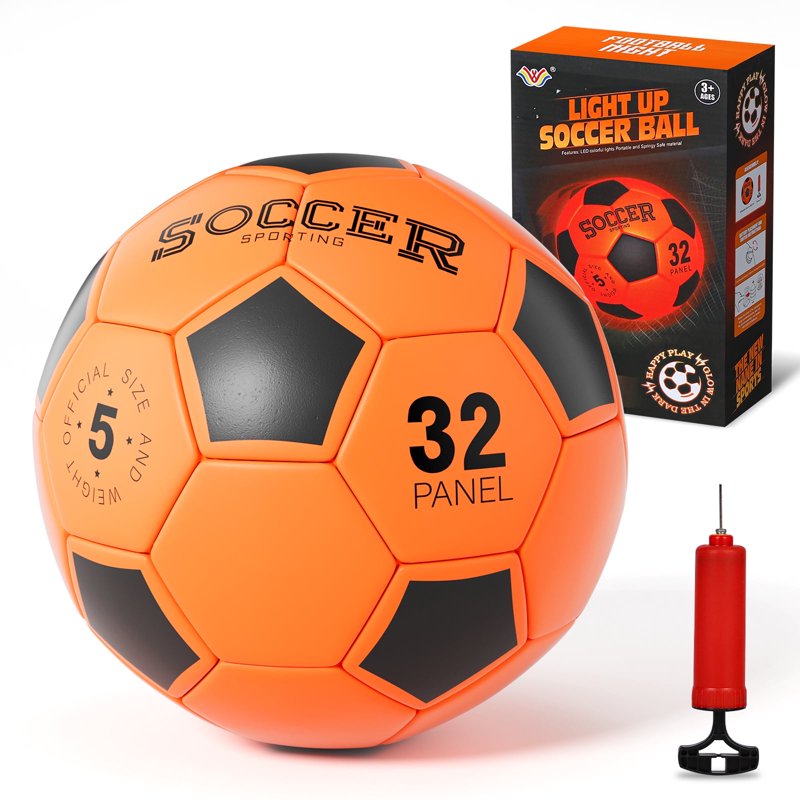 Glow in The Dark Soccer Ball - Light Up Football for Night Play, Waterproof, USB Rechargeable, Size 5 Outdoor Sports Toy for Kids & Teens