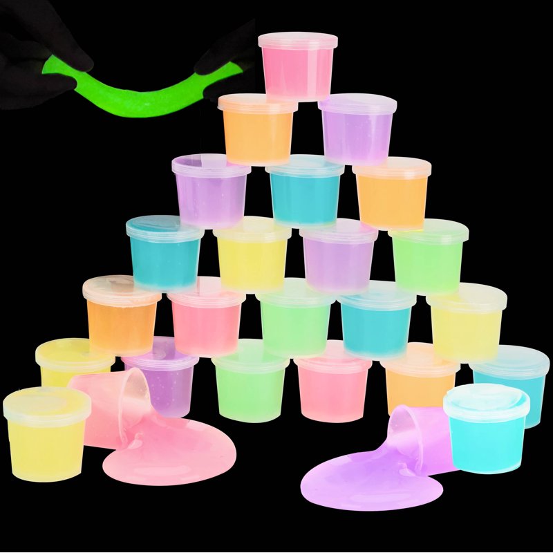 Glow in The Dark Slime 25 Pack - Neon Colors Stress Relief Toy for Kids