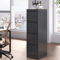 4-Drawer Locking Metal File Cabinet for Office Storage - Black