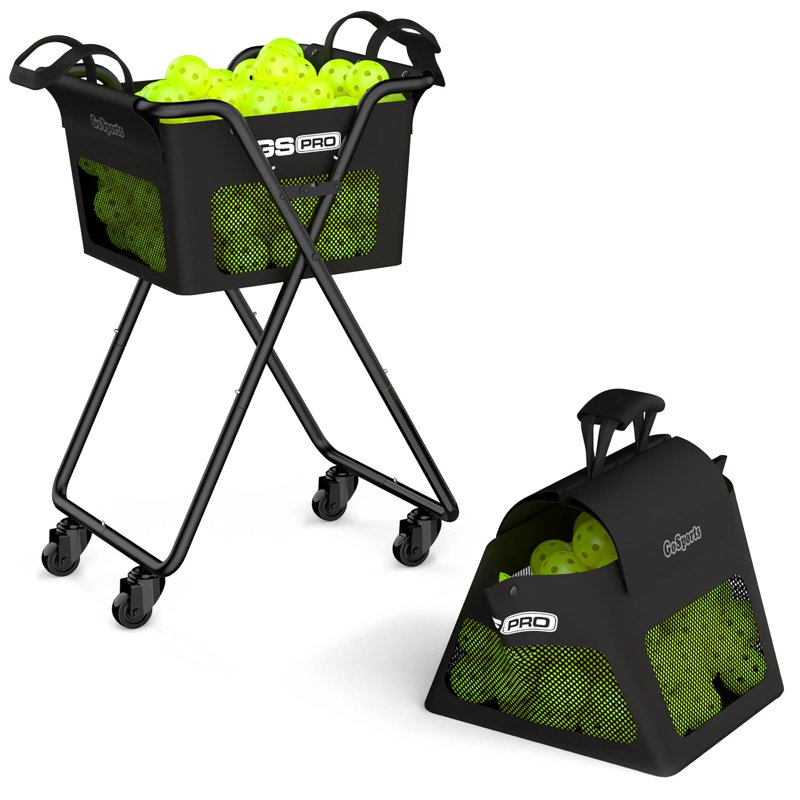 Portable Ball Caddy Cart with Wheels for Pickleballs and Tennis Balls