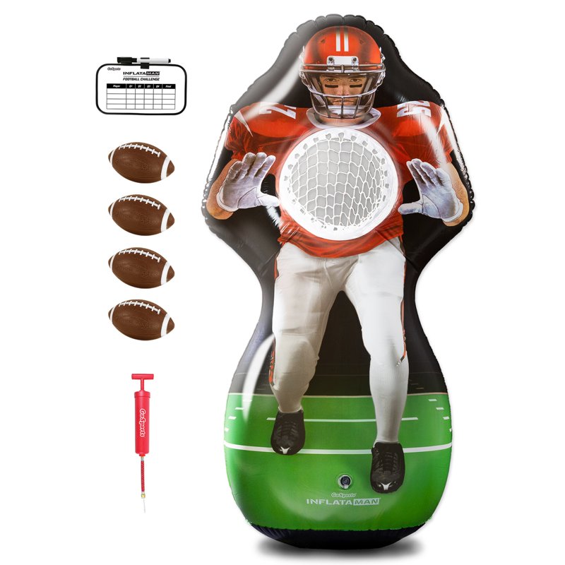 Inflatable Football Toss Game Set with Receiver and Scoreboard - Kids & Adults