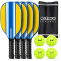 GoSports Pickleball Set - 4 Paddles, 4 Pickleballs & Carry Case - Blue Retro
