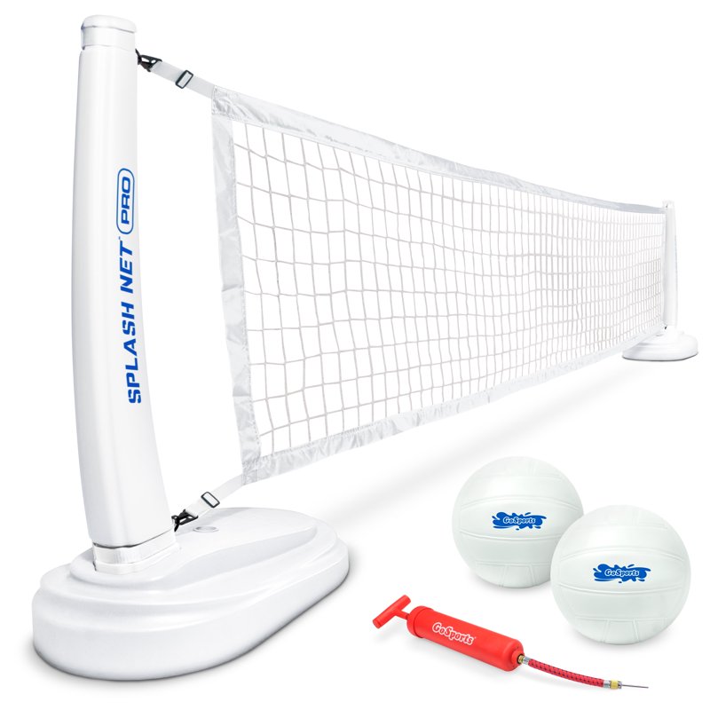 Pool Volleyball Net Set with Water Volleyballs & Pump - Adjustable, Durable Splash Net for Inground Pools