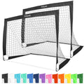 GoSports 4 Ft x 3 Ft Soccer Goal Set - Pop Up Portable Goals for Backyard, Black (Variation: Black) - Set of 2