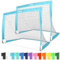 Light Blue GoSports 4 ft x 3 ft Soccer Goal Set - 2 Portable Pop-Up Youth Backyard Nets