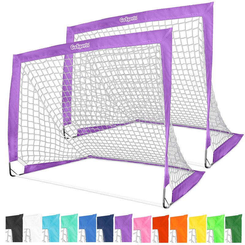 GoSports 4 ft x 3 ft Pop-Up Soccer Goals Set for Kids - Pack of 2, Purple