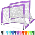 GoSports 4 ft x 3 ft Pop-Up Soccer Goals Set for Kids - Pack of 2, Purple