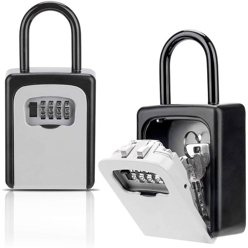 Waterproof Portable 4-Digit Combination Key Lock Box with Removable Shackle for Home & Outdoor Security