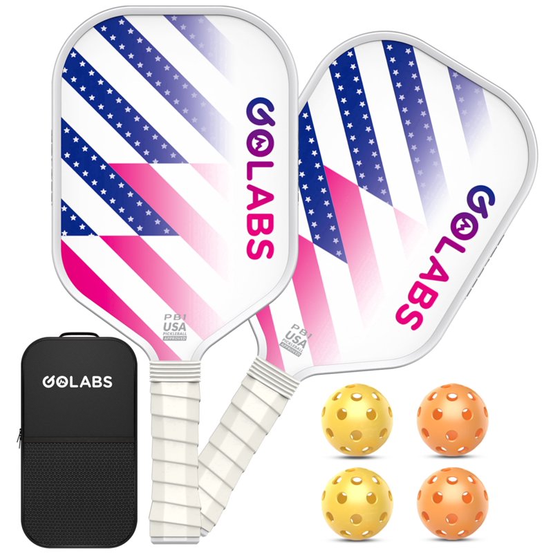 Golabs PB1 Pickleball Paddles Set - 2 Paddles, 4 Balls, White