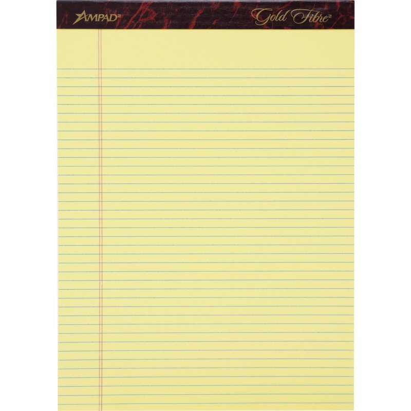 Narrow-ruled Writing Pad 8.5 x 11.75 inch Canary Yellow 50 Sheets Pack