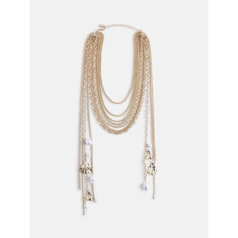 Gold-Tone Multi Strand Layered Necklace - Elegant Women's Jewelry