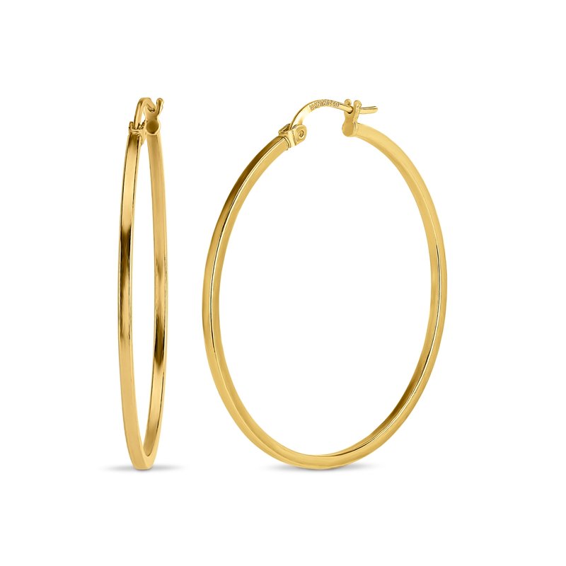Gold Over Sterling Silver Square Hoop Earrings 42x1.5mm Polished Jewelry