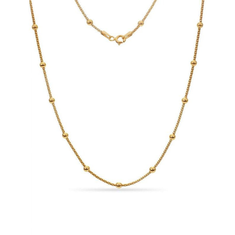 Gold Over Sterling Silver Mini Popcorn Bead Necklace 22 Inch - Italy Made