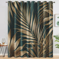 Blackout Curtain Panels for Bedroom & Living Room - Thermal Tropical Leaf Design, Grommet Drapes, Various Sizes - Pack of 2