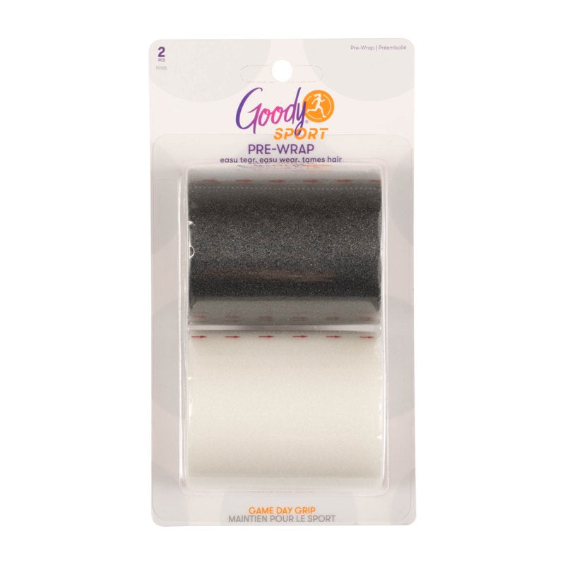 Athletic Hair Wrap Pre-Wrap Sweatband Black & White 2 Pack - Tearable Sport Headband