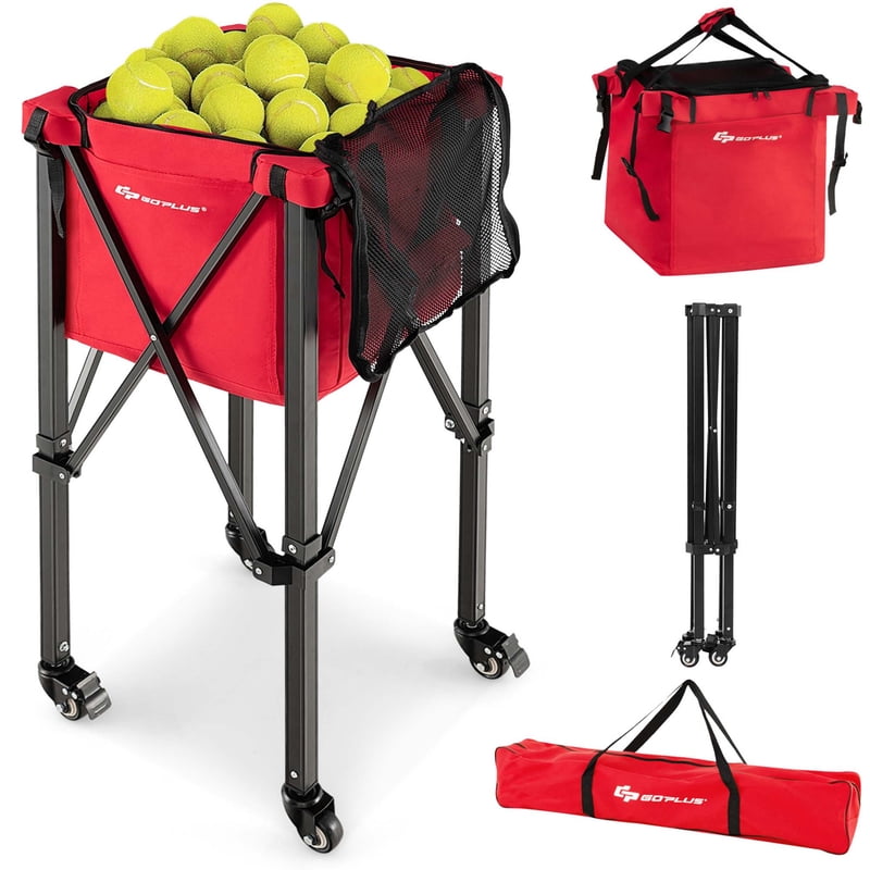Foldable Tennis Ball Cart with Wheels and Large Capacity Bag – Portable Sport Ball Trolley