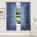 Navy Blue Sheer Window Curtains Set of 2 - Light-Filtering Voile Panel, 55x63 Inches