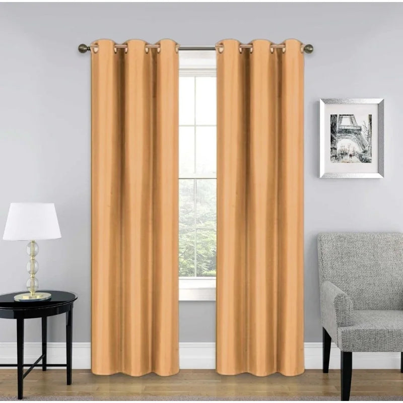 Blackout Window Curtain Drapes Set of 2 - Room Darkening Thermal Grommet Panels