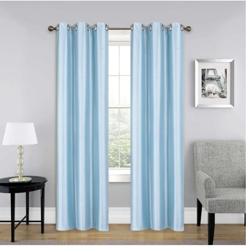 Blackout Window Curtain Drapes Set of 2 - Light Blue, 35x84 Inches