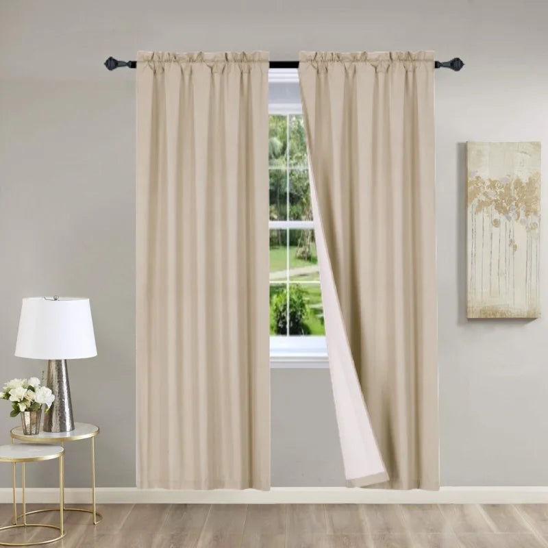 2-Piece Lined Curtain Panels with Rod Pocket - Multiple Colors, 37x95 Inches