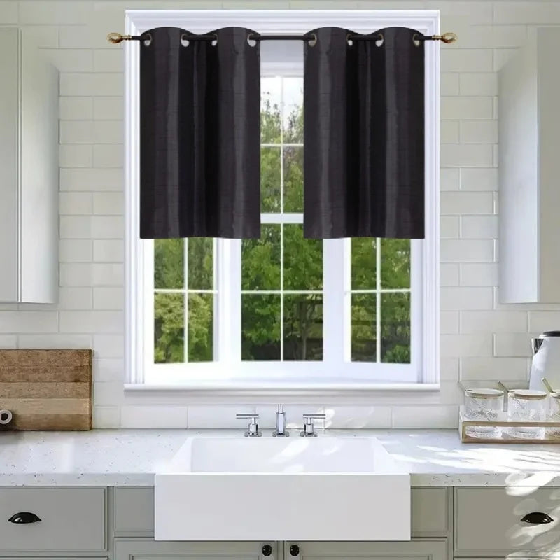 Short Window Curtain Set with Foam Backing Grommet Panels for Kitchen & Small Windows
