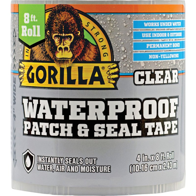 Waterproof Patch & Seal Tape 4-Inch x 8-Foot, Clear, Pack of 2 for Residential Use