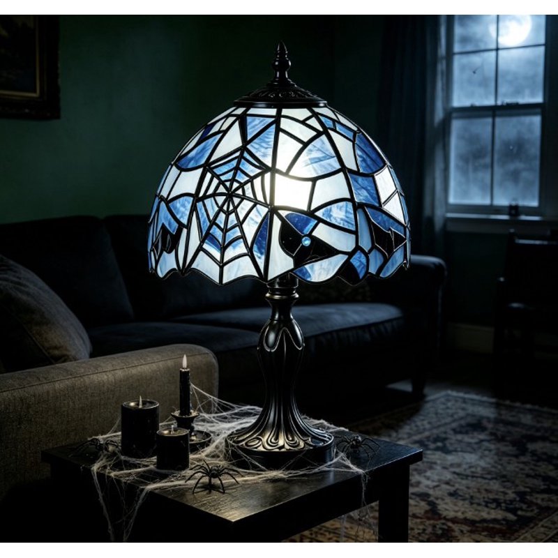Halloween Stained Glass Table Lamp - Witch Hat Design, Soft Lighting, 11.8 Inch Resin Base