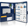 Business Magnetic Closure Padfolio Portfolio File Folder - A4 Size, PU Leather, Blue