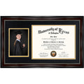 Graduation Certificate & Photo Frame 8.5x11 & 5x7 Red Wood Grain Finish