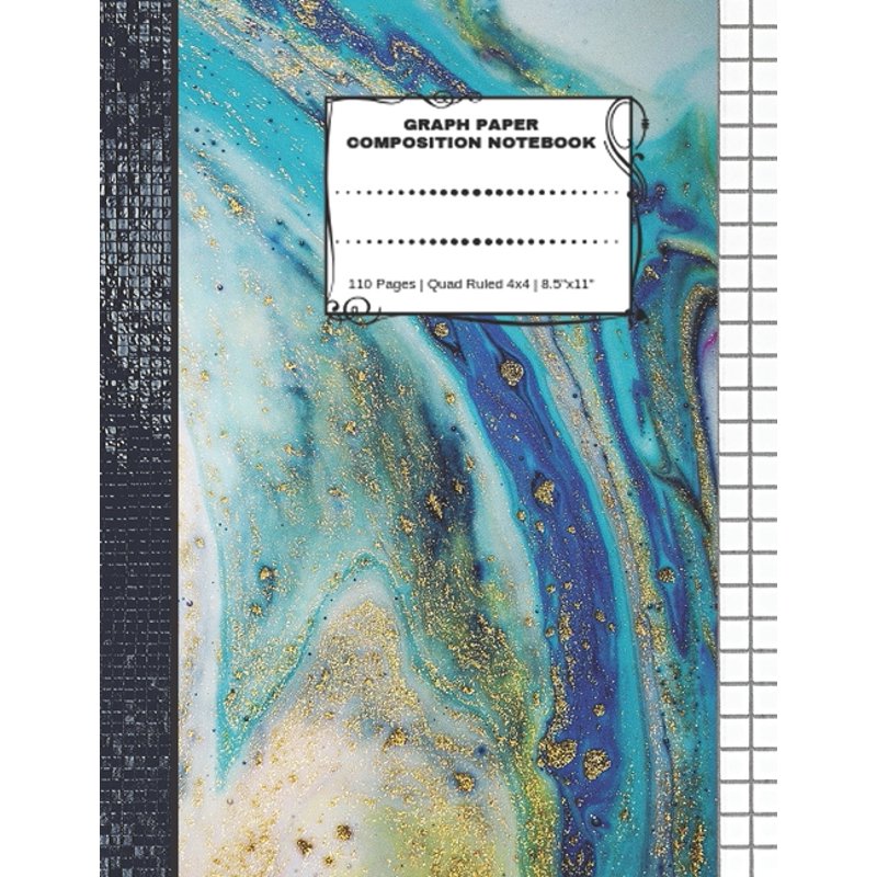 Large Graph Paper Notebook with 110 Pages - Quad Ruled 4x4 Grid - 8.5 x 11 Inch Math & Notes Book