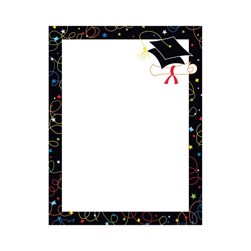 Graduation Swirls Letterhead Stationery - 50 Sheets, 8.5 x 11 Inkjet & Laser Compatible